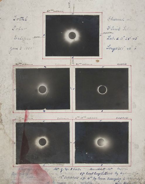 Fotos der Korona während der Totalen Sonnenfinsternis am 03.01.1908