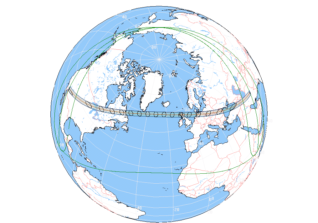 Verlauf der Zentralzone der Ringförmigen  Sonnenfinsternis am 08.06.2681