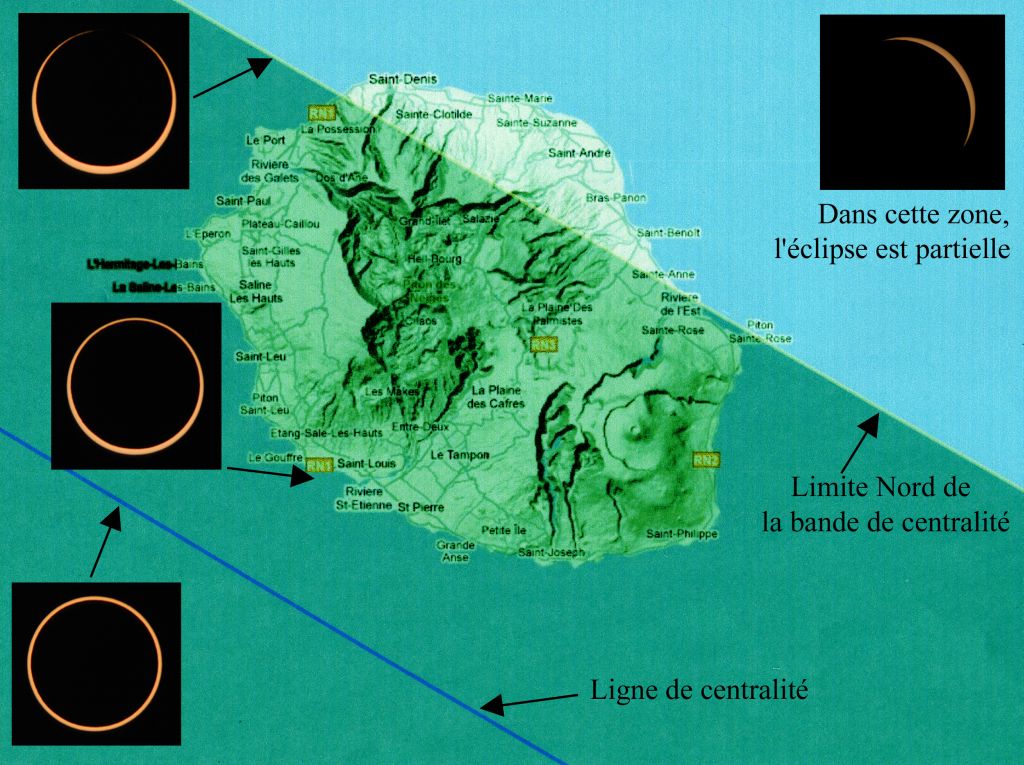 Karte von La Réunion mit Lage der Zentralzone