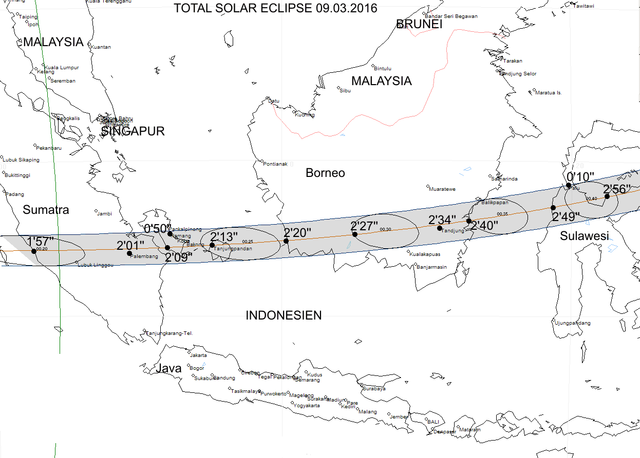 Verlauf der Zentralzone durch Indonesien