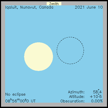 Ablauf der Sonnenfinsternis in Iqaluit (Kanada) am 10.06.2021